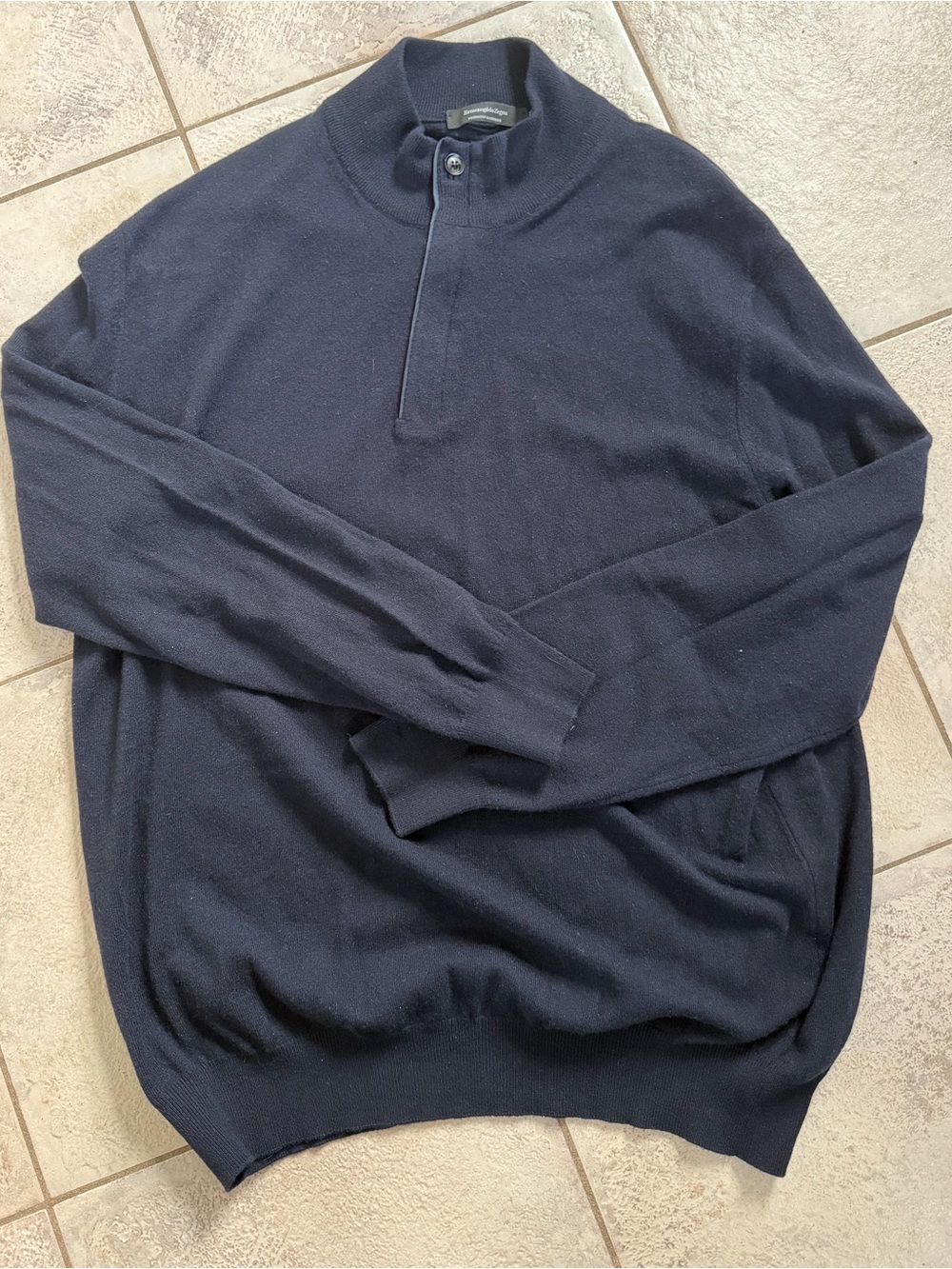 Ermenegildo Zegna Dark Navy Mock Neck Sweater